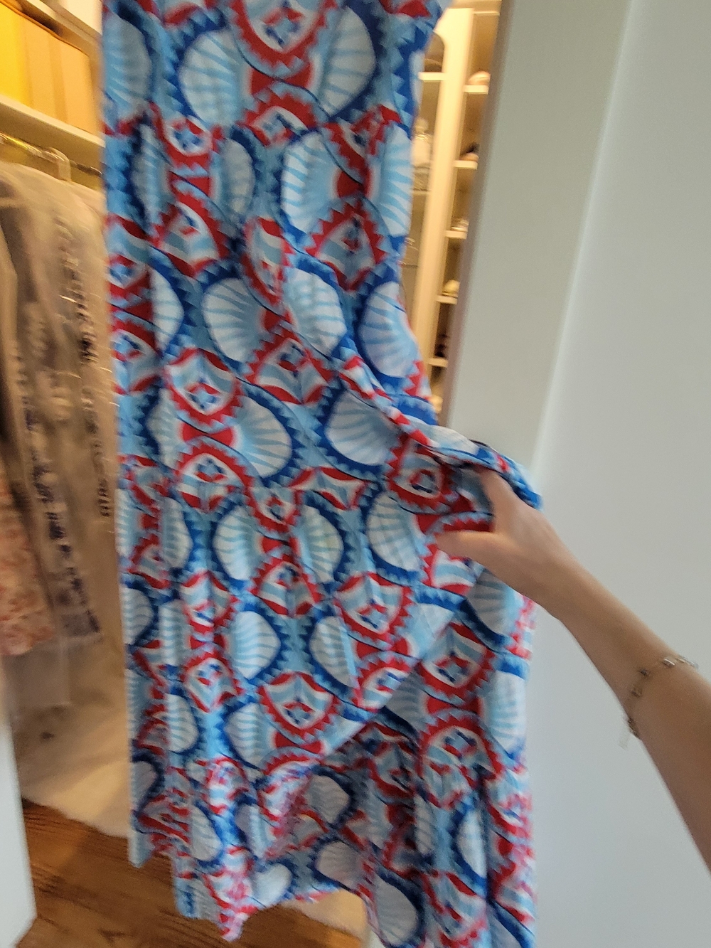 Almost New!! Authentic Oliphant Designer. Blue & Red Geometric Maxi Dress. - Picture 2 of 9